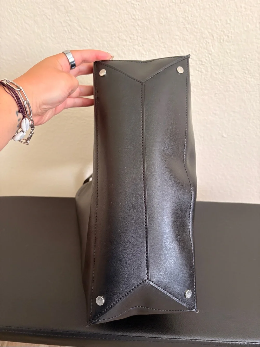 Banana Republic Black Leather Laptop Tote